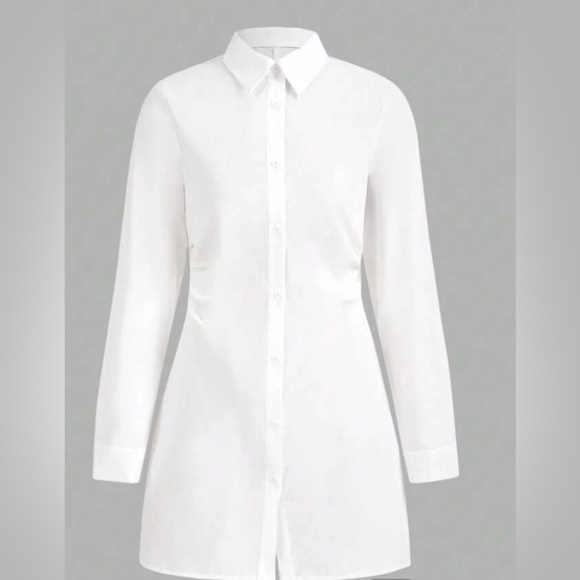 SHEIN EZwear Solid Button Front Shirt Dress - Picture 1 of 2